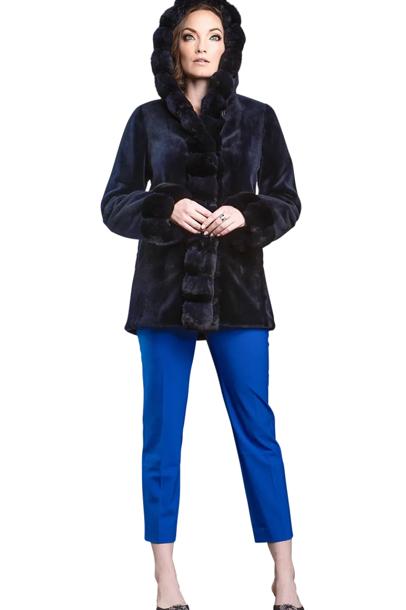Outlet Hooded Reversible Sheared Mink and Chinchilla Fur Jacket Women Mink|Fur Jackets