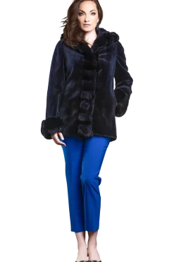 Outlet Hooded Reversible Sheared Mink and Chinchilla Fur Jacket Women Mink|Fur Jackets