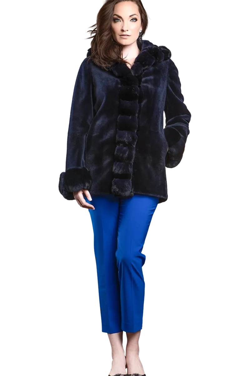 Outlet Hooded Reversible Sheared Mink and Chinchilla Fur Jacket Women Mink|Fur Jackets