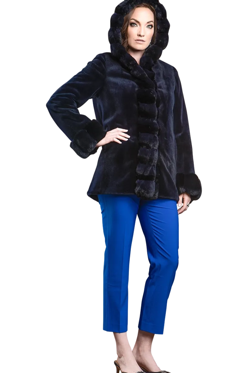 Outlet Hooded Reversible Sheared Mink and Chinchilla Fur Jacket Women Mink|Fur Jackets