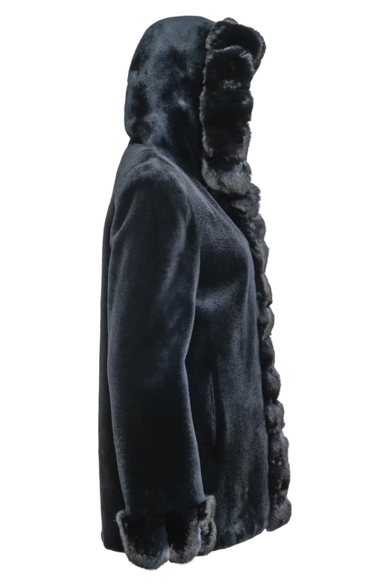 Outlet Hooded Reversible Sheared Mink and Chinchilla Fur Jacket Women Mink|Fur Jackets