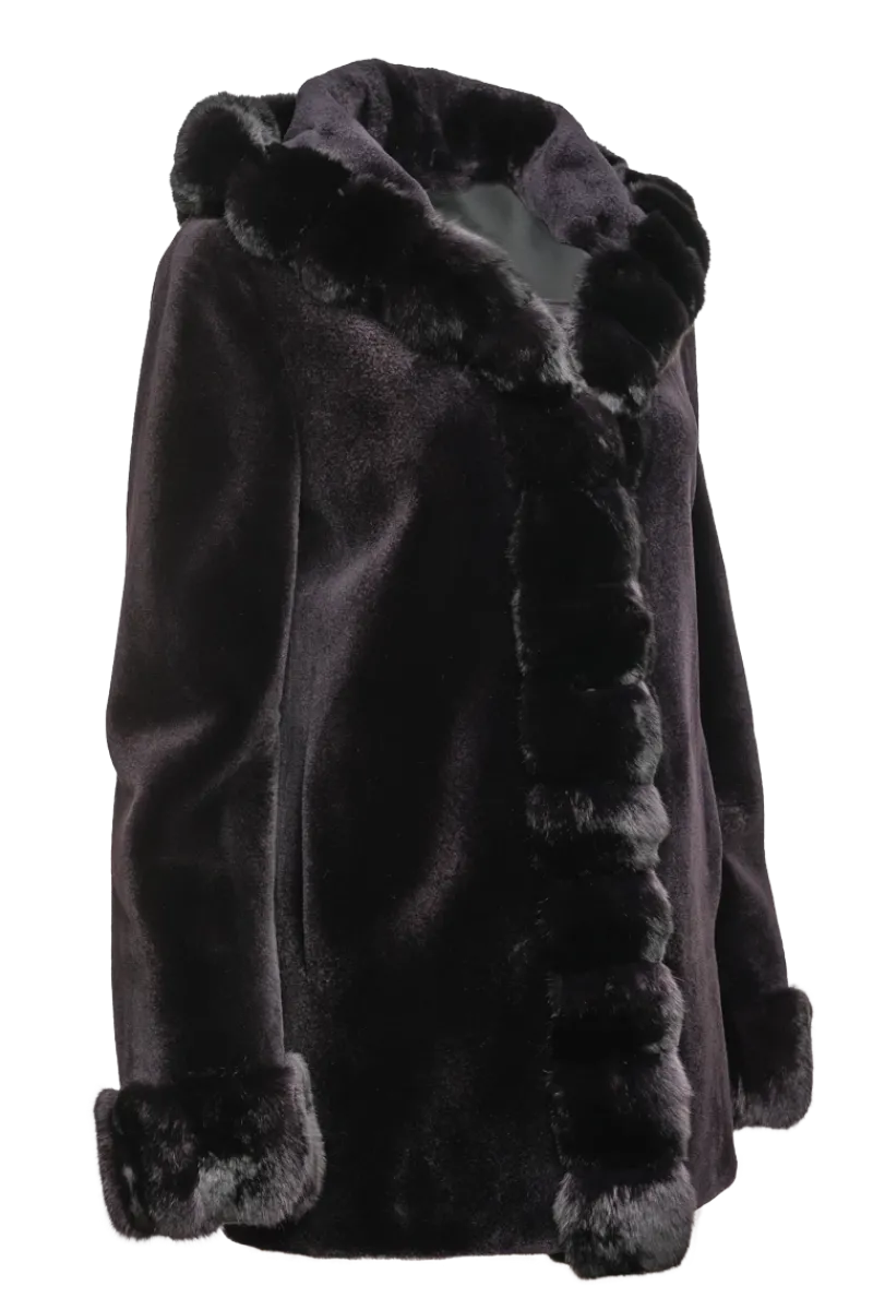 Outlet Hooded Reversible Sheared Mink and Chinchilla Fur Jacket Women Mink|Fur Jackets