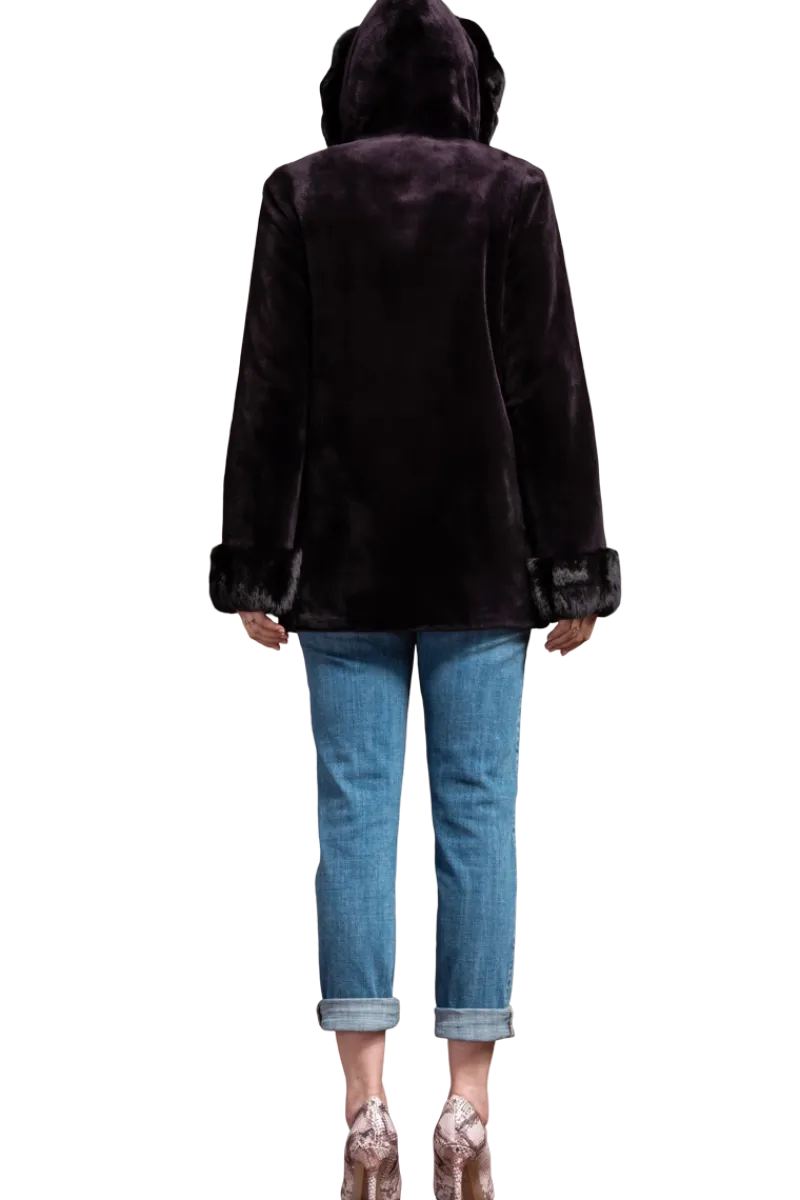 Outlet Hooded Reversible Sheared Mink and Chinchilla Fur Jacket Women Mink|Fur Jackets