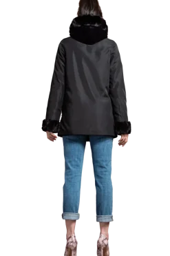 Outlet Hooded Reversible Sheared Mink and Chinchilla Fur Jacket Women Mink|Fur Jackets