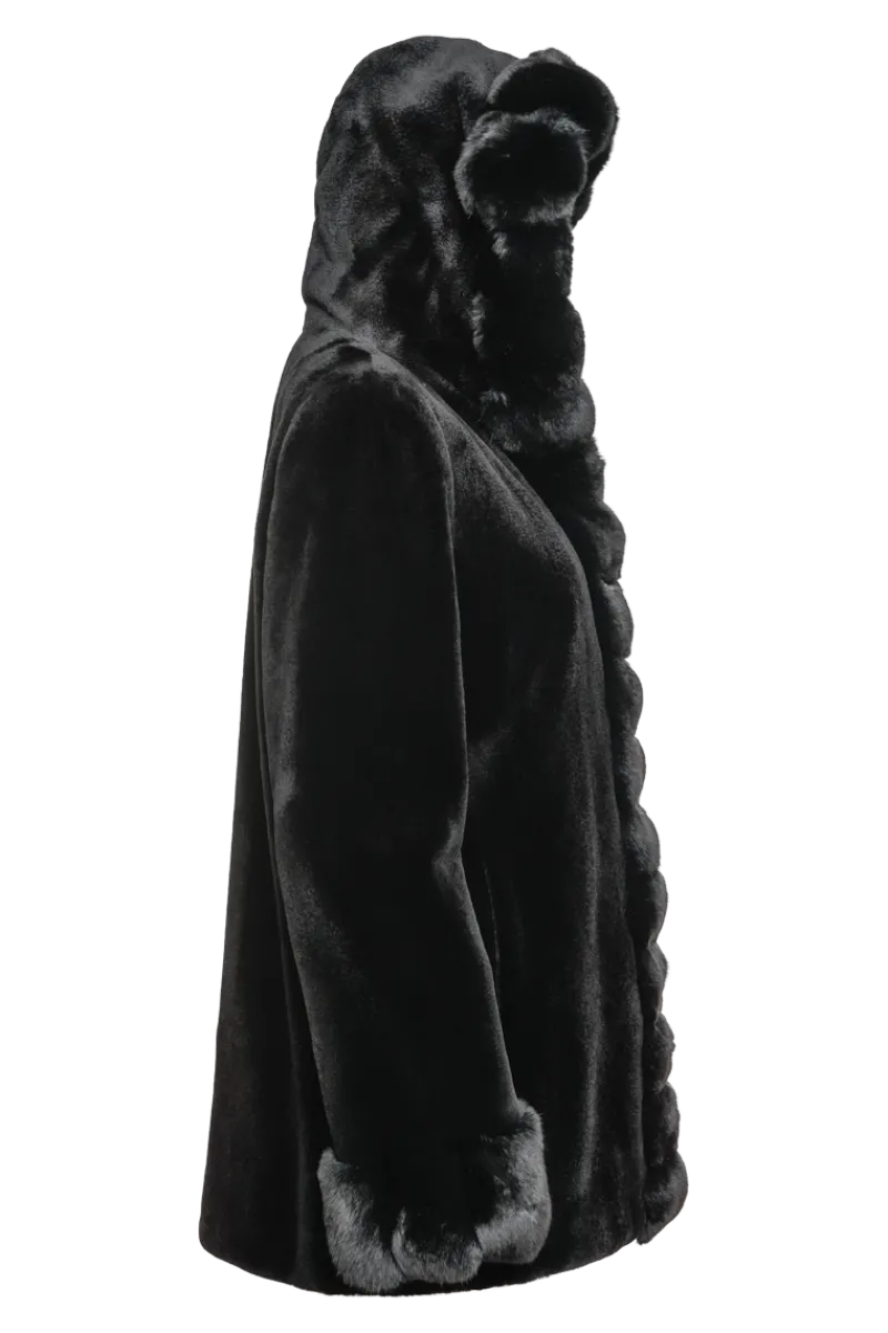 Outlet Hooded Reversible Sheared Mink and Chinchilla Fur Jacket Women Mink|Fur Jackets