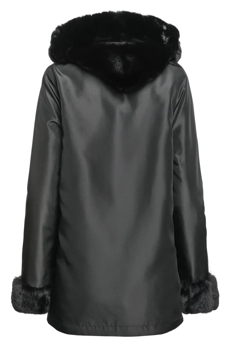 Outlet Hooded Reversible Sheared Mink and Chinchilla Fur Jacket Women Mink|Fur Jackets