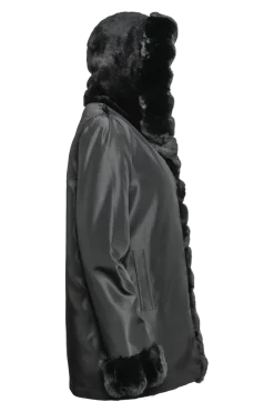 Outlet Hooded Reversible Sheared Mink and Chinchilla Fur Jacket Women Mink|Fur Jackets