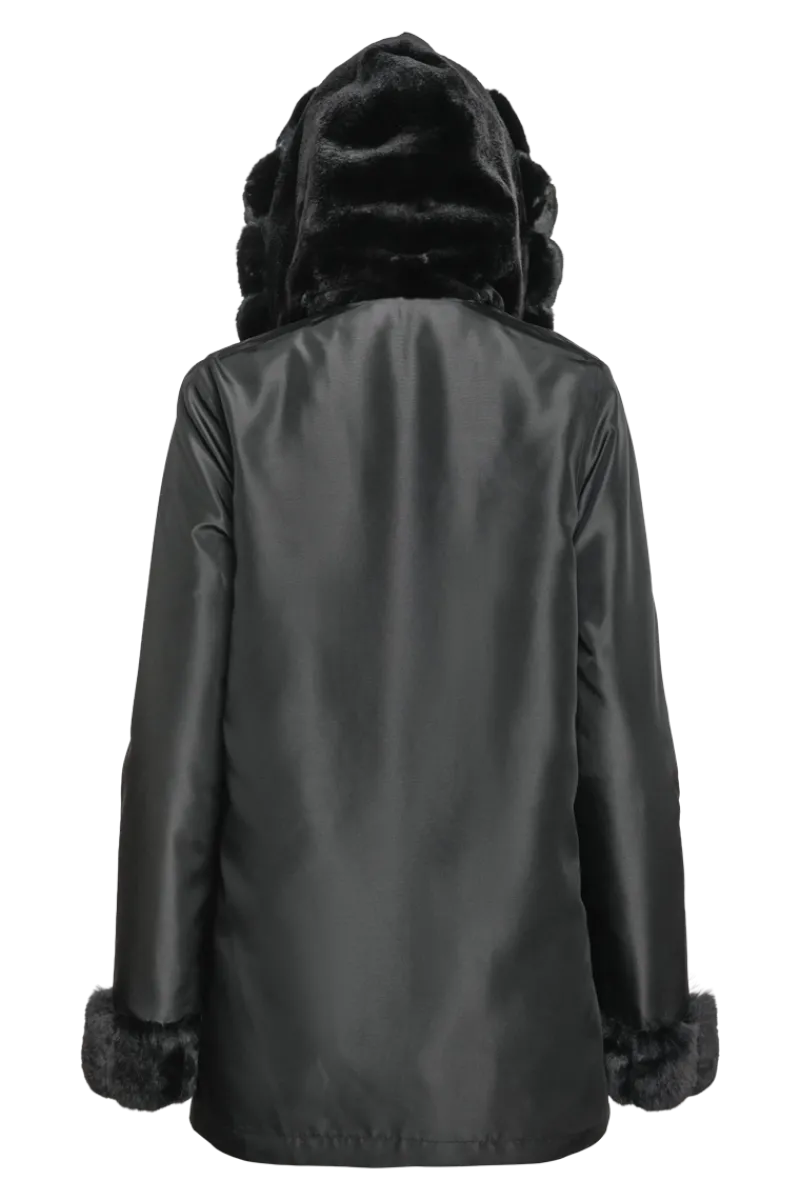 Outlet Hooded Reversible Sheared Mink and Chinchilla Fur Jacket Women Mink|Fur Jackets