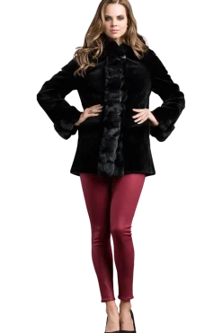 Outlet Hooded Reversible Sheared Mink and Chinchilla Fur Jacket Women Mink|Fur Jackets