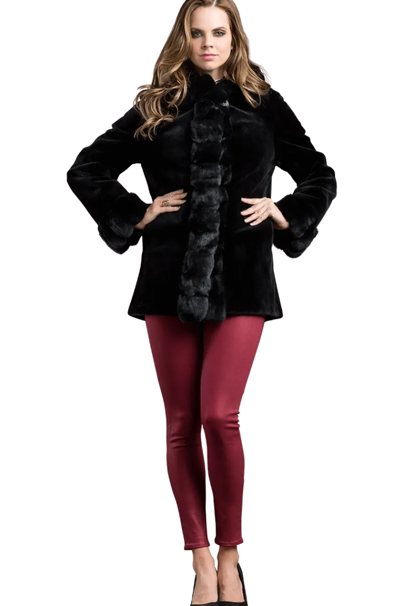 Outlet Hooded Reversible Sheared Mink and Chinchilla Fur Jacket Women Mink|Fur Jackets