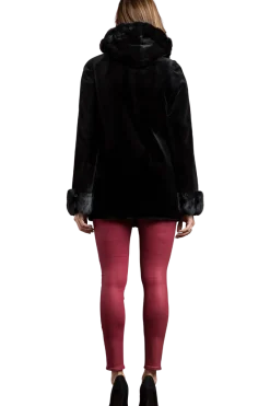 Outlet Hooded Reversible Sheared Mink and Chinchilla Fur Jacket Women Mink|Fur Jackets