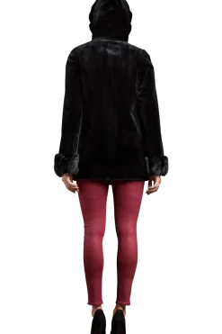Outlet Hooded Reversible Sheared Mink and Chinchilla Fur Jacket Women Mink|Fur Jackets