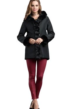 Outlet Hooded Reversible Sheared Mink and Chinchilla Fur Jacket Women Mink|Fur Jackets