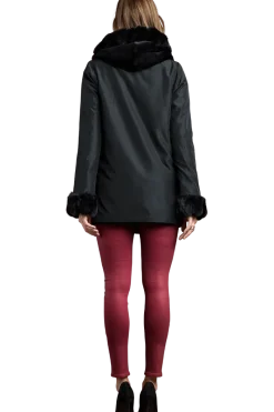 Outlet Hooded Reversible Sheared Mink and Chinchilla Fur Jacket Women Mink|Fur Jackets