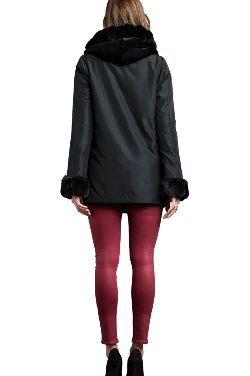 Outlet Hooded Reversible Sheared Mink and Chinchilla Fur Jacket Women Mink|Fur Jackets