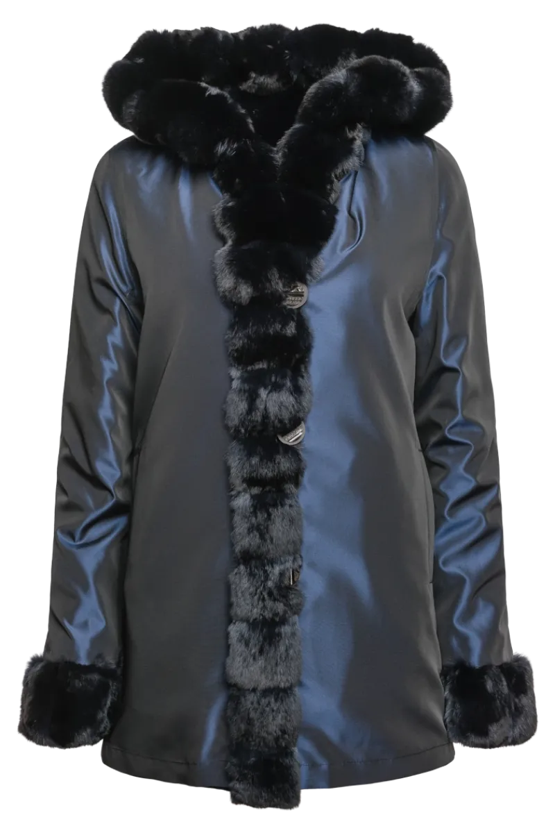Outlet Hooded Reversible Sheared Mink and Chinchilla Fur Jacket Women Mink|Fur Jackets
