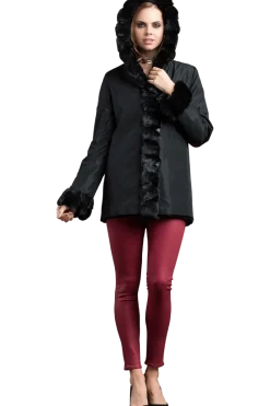 Outlet Hooded Reversible Sheared Mink and Chinchilla Fur Jacket Women Mink|Fur Jackets