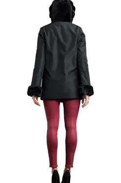 Outlet Hooded Reversible Sheared Mink and Chinchilla Fur Jacket Women Mink|Fur Jackets