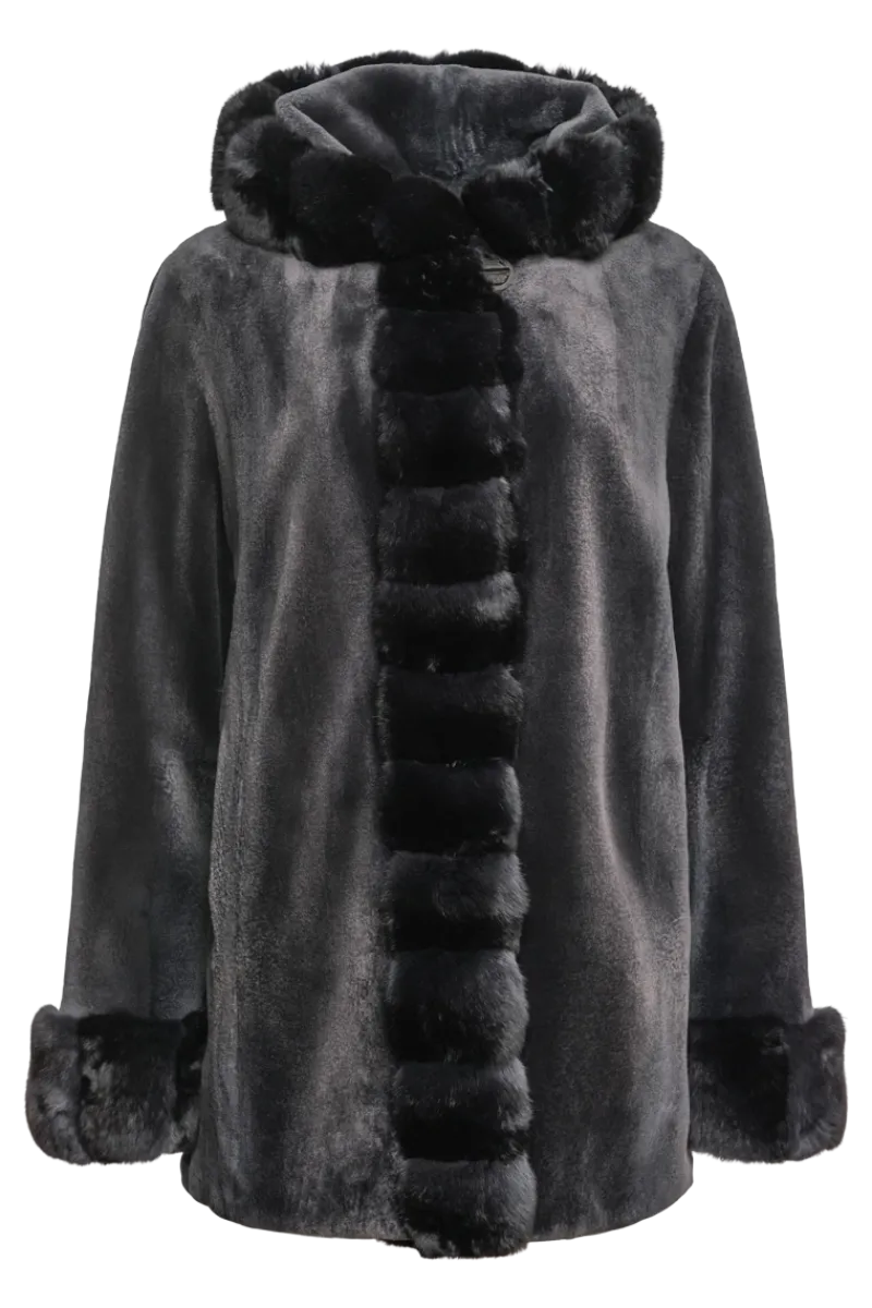 Outlet Hooded Reversible Sheared Mink and Chinchilla Fur Jacket Women Mink|Fur Jackets
