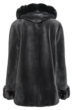 Outlet Hooded Reversible Sheared Mink and Chinchilla Fur Jacket Women Mink|Fur Jackets