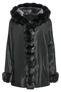 Outlet Hooded Reversible Sheared Mink and Chinchilla Fur Jacket Women Mink|Fur Jackets