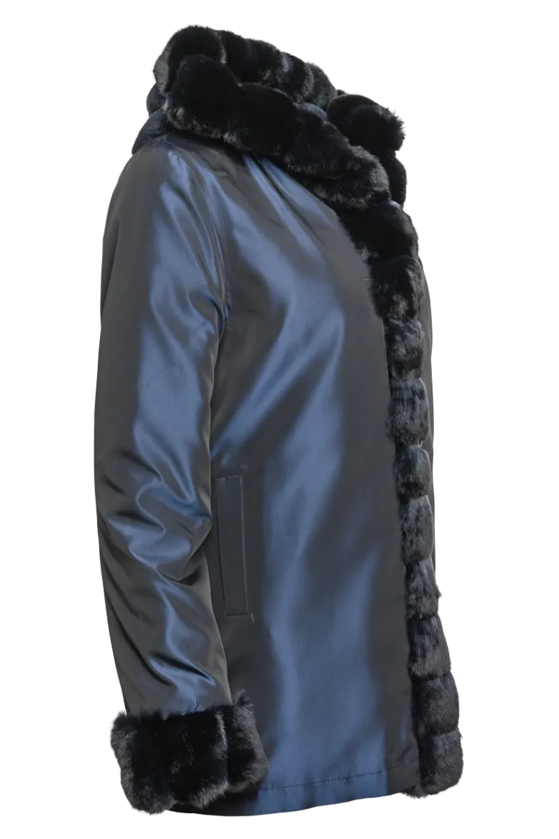 Outlet Hooded Reversible Sheared Mink and Chinchilla Fur Jacket Women Mink|Fur Jackets