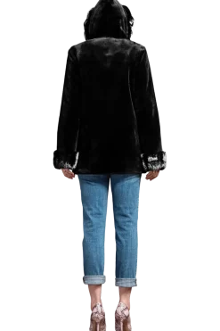 Outlet Hooded Reversible Sheared Mink and Chinchilla Fur Jacket Women Mink|Fur Jackets
