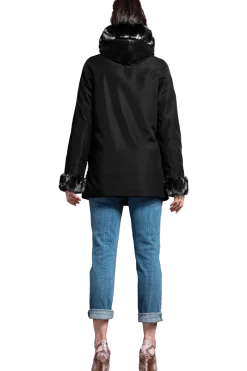 Outlet Hooded Reversible Sheared Mink and Chinchilla Fur Jacket Women Mink|Fur Jackets