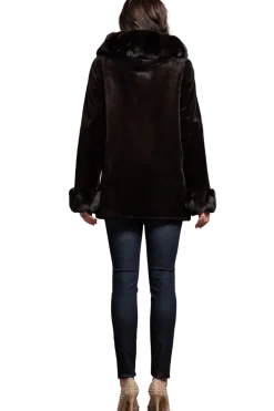 Outlet Hooded Reversible Sheared Mink and Chinchilla Fur Jacket Women Mink|Fur Jackets