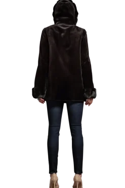 Outlet Hooded Reversible Sheared Mink and Chinchilla Fur Jacket Women Mink|Fur Jackets
