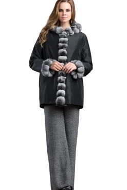 Outlet Hooded Reversible Sheared Mink and Chinchilla Fur Jacket Women Mink|Fur Jackets