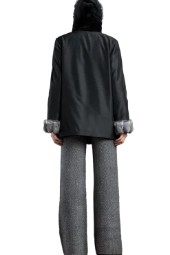 Outlet Hooded Reversible Sheared Mink and Chinchilla Fur Jacket Women Mink|Fur Jackets