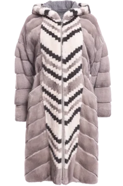 Discount Hooded Reversible & Multi-Color Tuxedo Mink Fur Coat Women Mink|Fur Coats