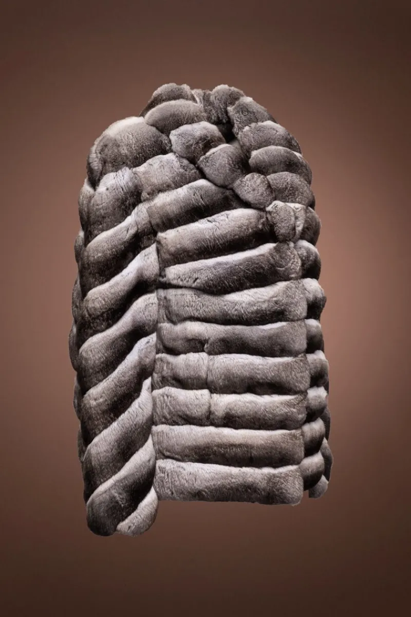 Online Horizontal Chinchilla Fur Jacket - Diagonal Sleeves Women Fur Jackets
