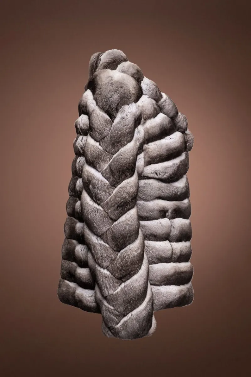 Online Horizontal Chinchilla Fur Jacket - Diagonal Sleeves Women Fur Jackets