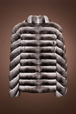 Online Horizontal Chinchilla Fur Jacket - Diagonal Sleeves Women Fur Jackets