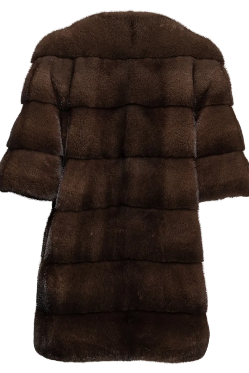 Best Horizontal Starlight Brown Mink Fur Duster - Gold Hardware Women Mink
