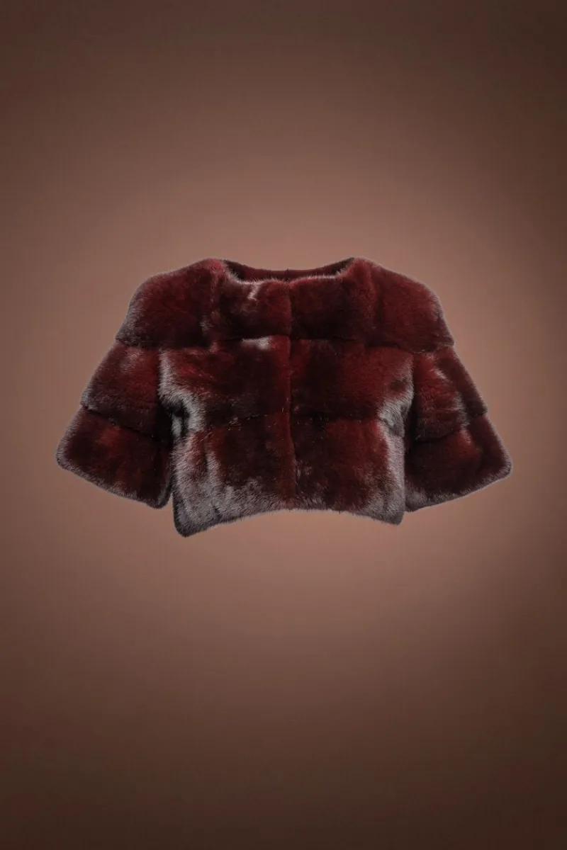 Outlet Horizontal Three Row Mink Fur Shrug Women Fur Jackets