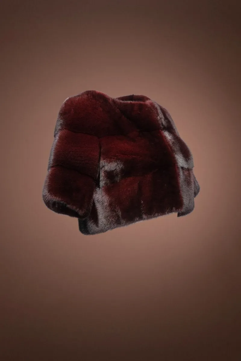 Outlet Horizontal Three Row Mink Fur Shrug Women Fur Jackets
