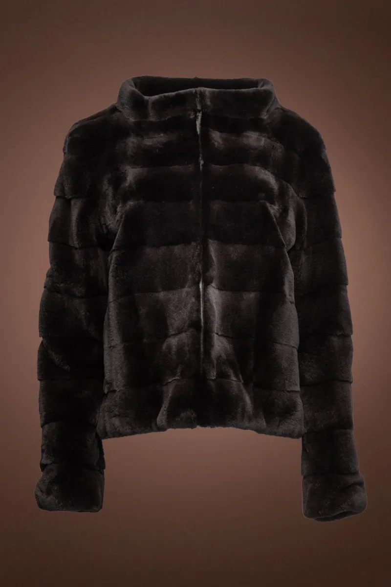 Best Horizontal Zip-Up Plucked Mink Fur Jacket Women Fur Jackets