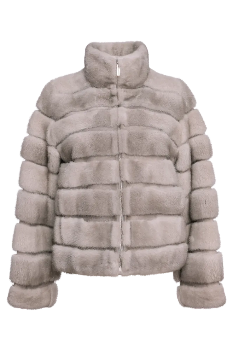 Best Horizontal Zip-Up Natural Mink Fur Jacket Women Fur Jackets