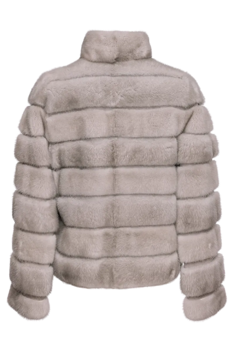 Best Horizontal Zip-Up Natural Mink Fur Jacket Women Fur Jackets