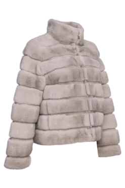 Best Horizontal Zip-Up Natural Mink Fur Jacket Women Fur Jackets