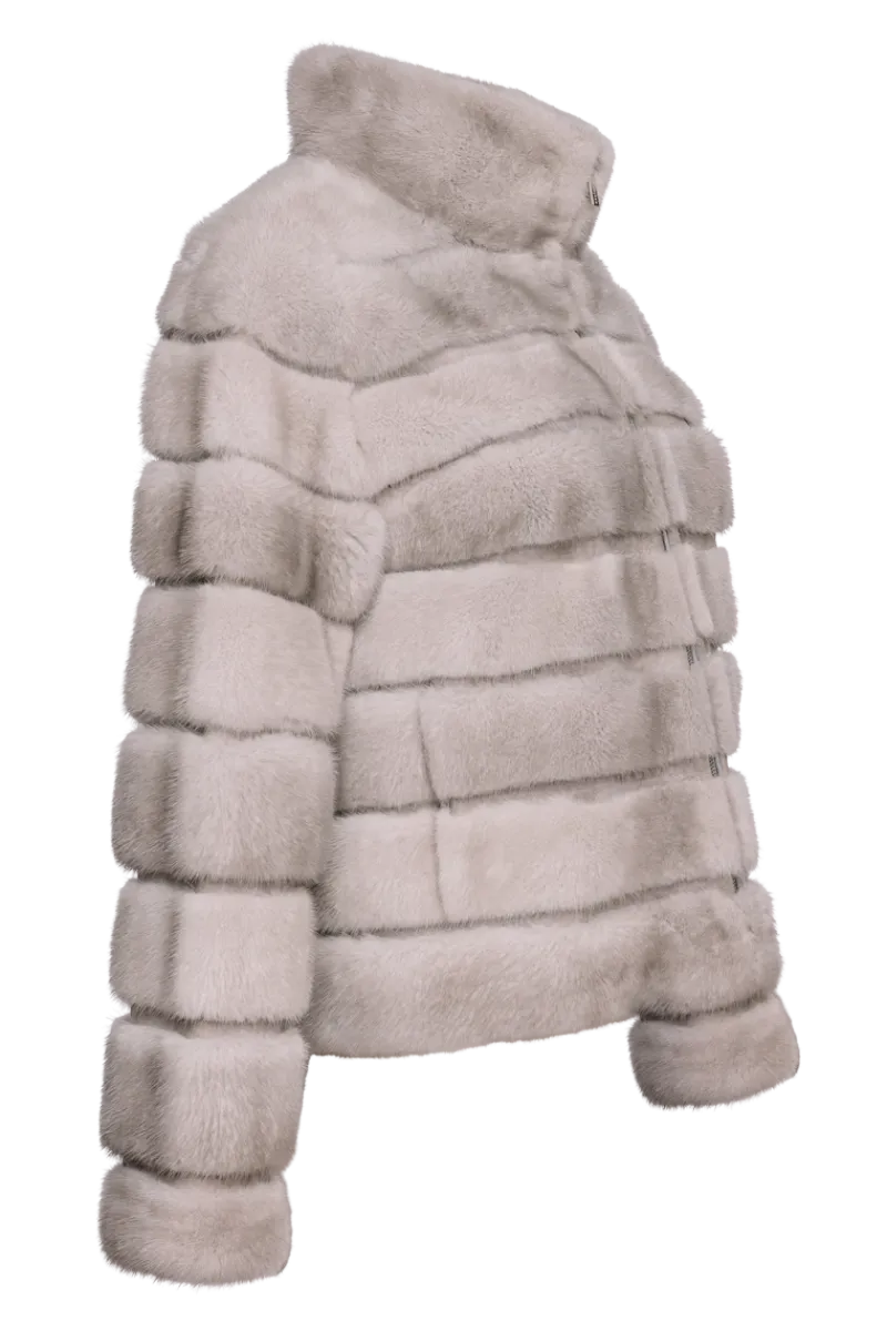 Best Horizontal Zip-Up Natural Mink Fur Jacket Women Fur Jackets
