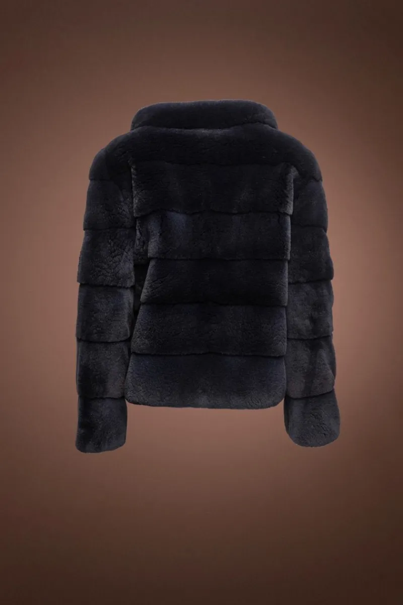 Clearance Horizontal Zip - Up Plucked Mink Fur Jacket Women Fur Jackets