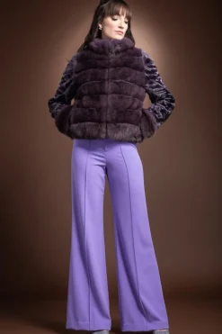 Clearance Horizontal Zip Up Sable and Karakul Fur Jacket Women Fur Jackets