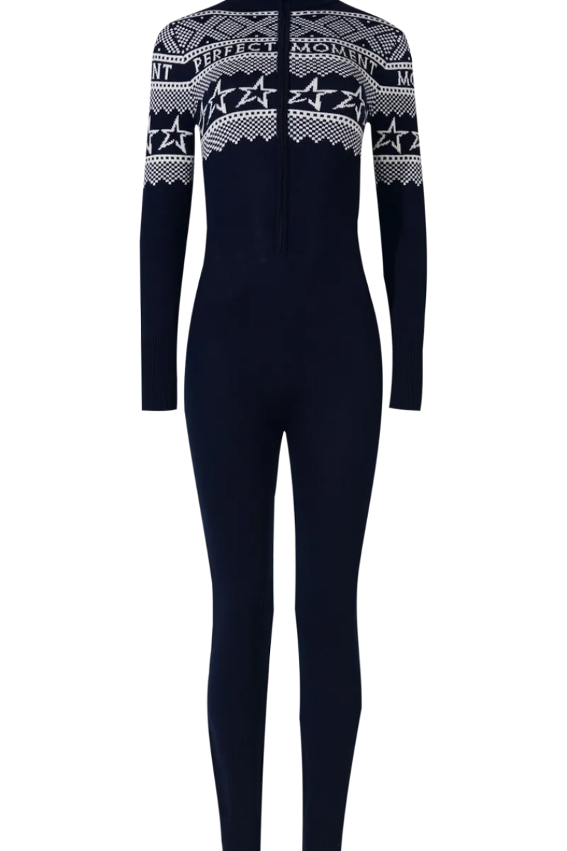 Hot Instarsia-Knit Merino Wool Jumpsuit Women Ski Layers
