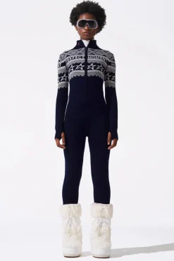 Hot Instarsia-Knit Merino Wool Jumpsuit Women Ski Layers