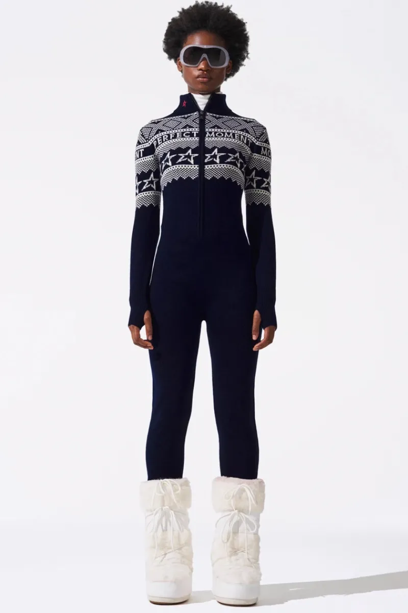Hot Instarsia-Knit Merino Wool Jumpsuit Women Ski Layers