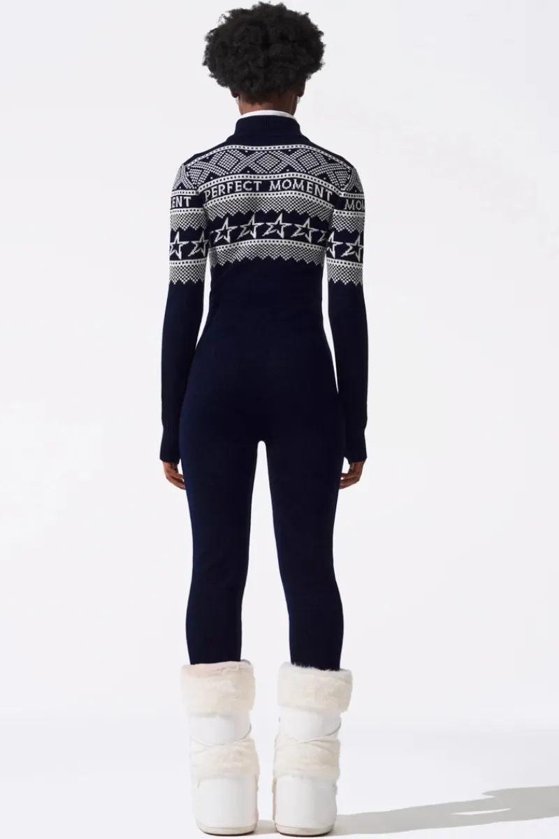 Hot Instarsia-Knit Merino Wool Jumpsuit Women Ski Layers